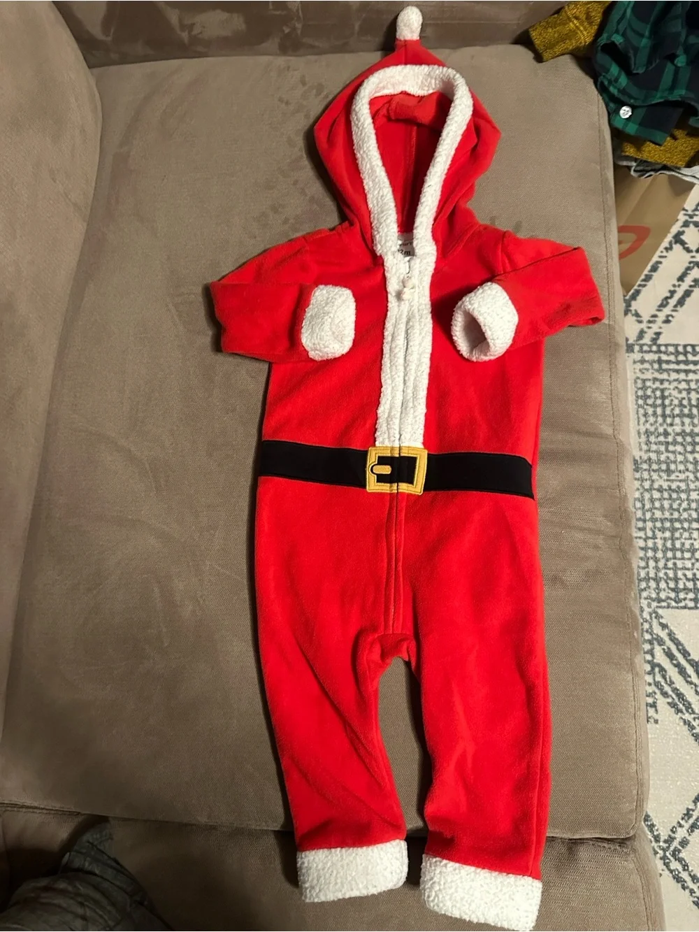 Carter’s Santa fleece Hooded One-Piece 12mo